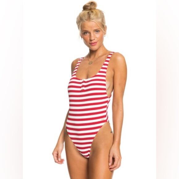 ROXY Quiksilver Hello July Stripe one-piece swimsuit bodysuit-Retro - Picture 2 of 11
